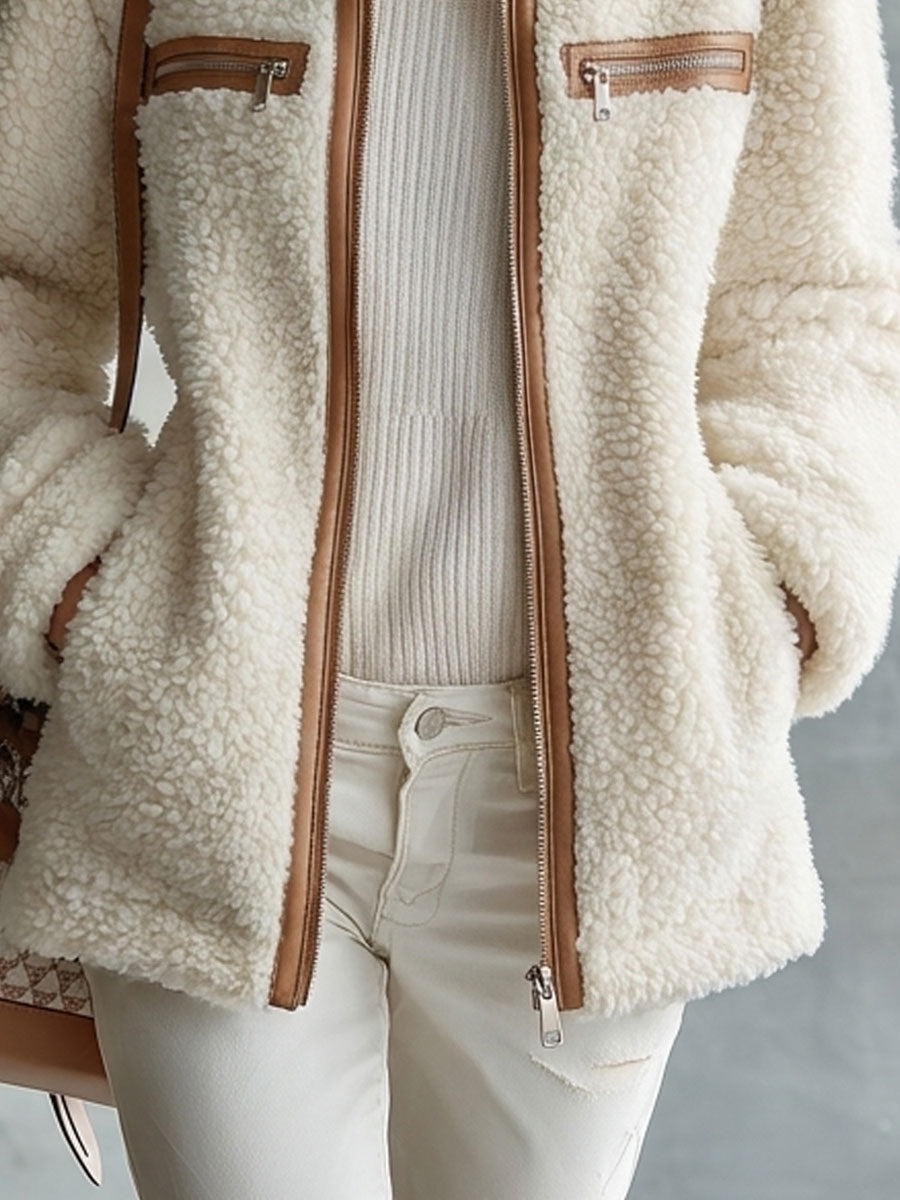 Evelyn | Cozy Sherpa Jacket with Stand Collar