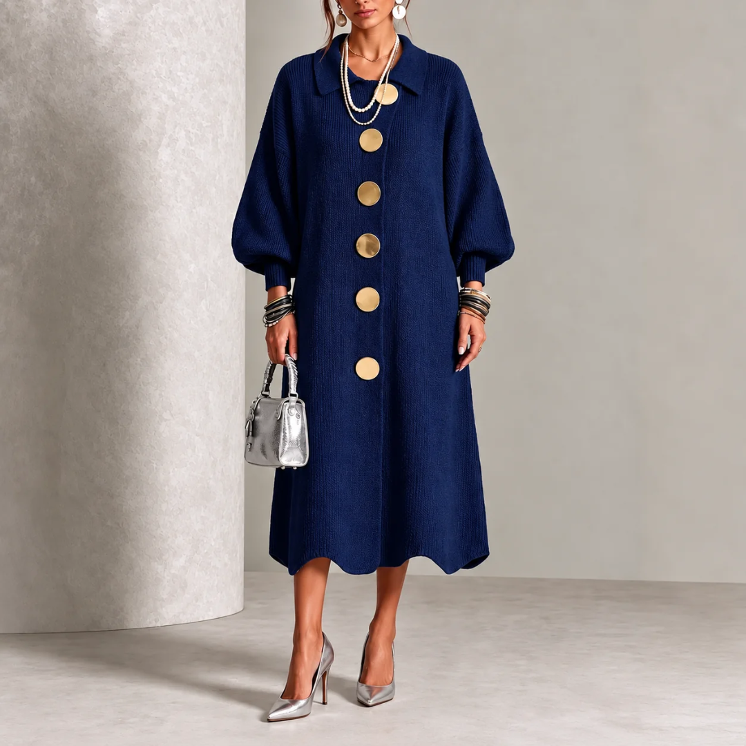 Evelyn | Elegant Button Knit Dress