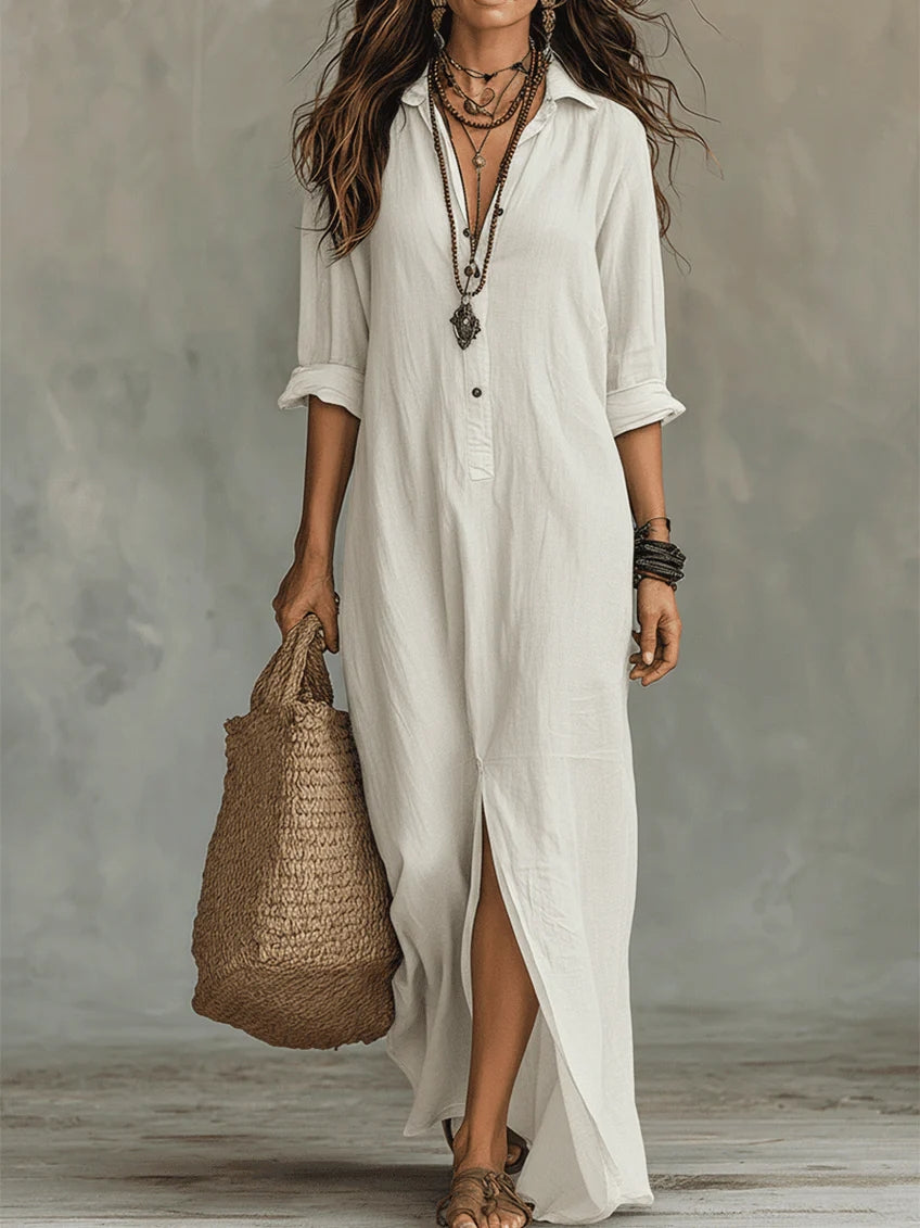Soline - Long Dress with Buttons