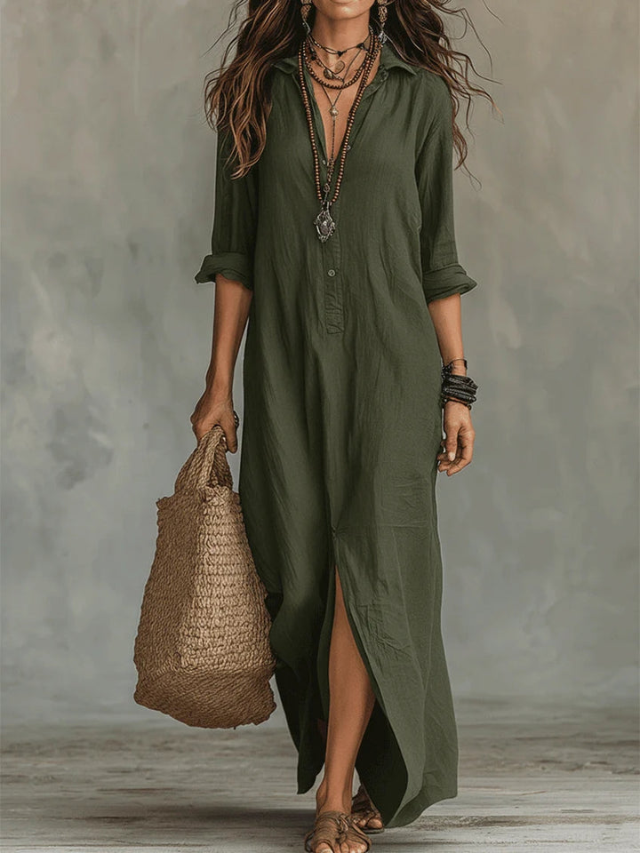 Soline - Long Dress with Buttons