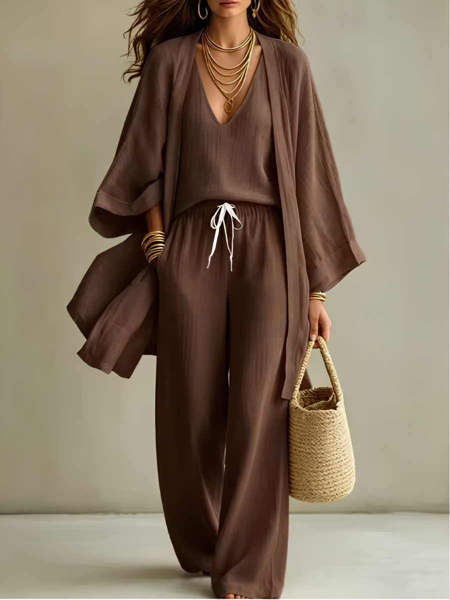 Isabelle | Casual 3-Piece Linen Loungewear Set