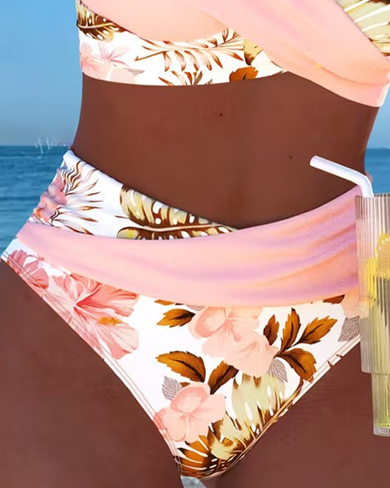 Jolina Floral Contrast Bikini - Pink 2