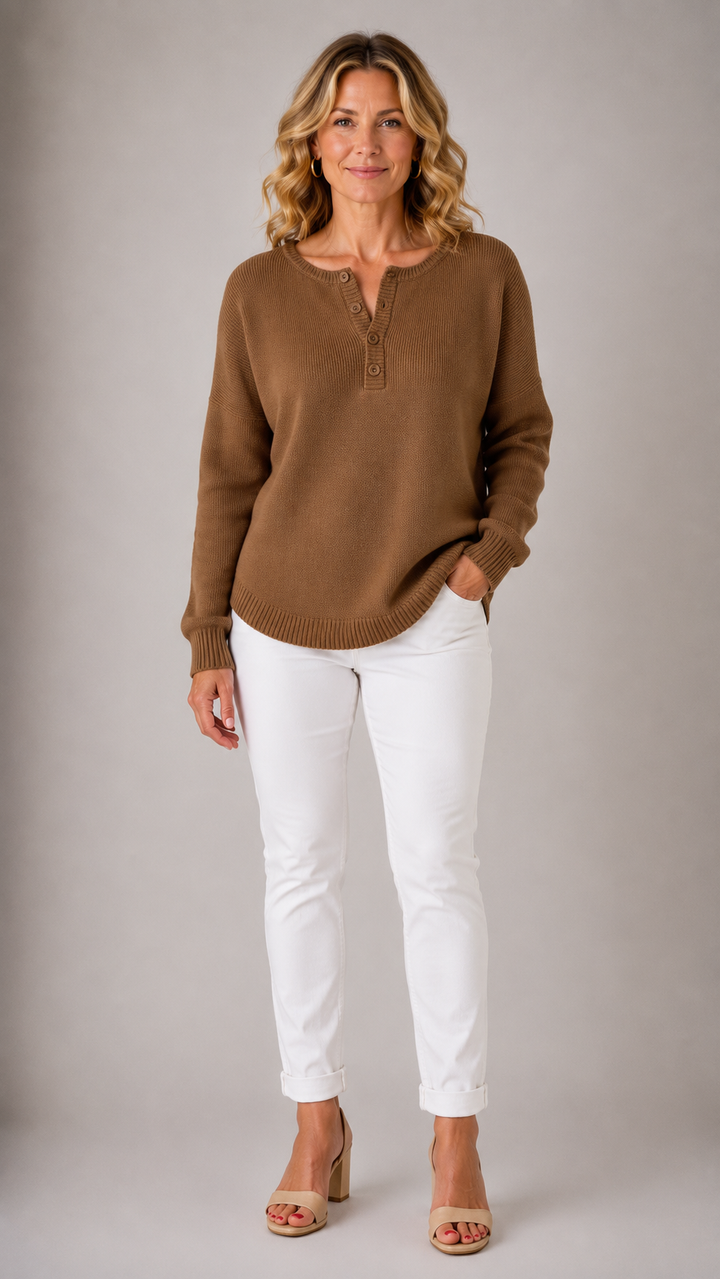 Monica™ | Women's Classic Button Knit Sweater