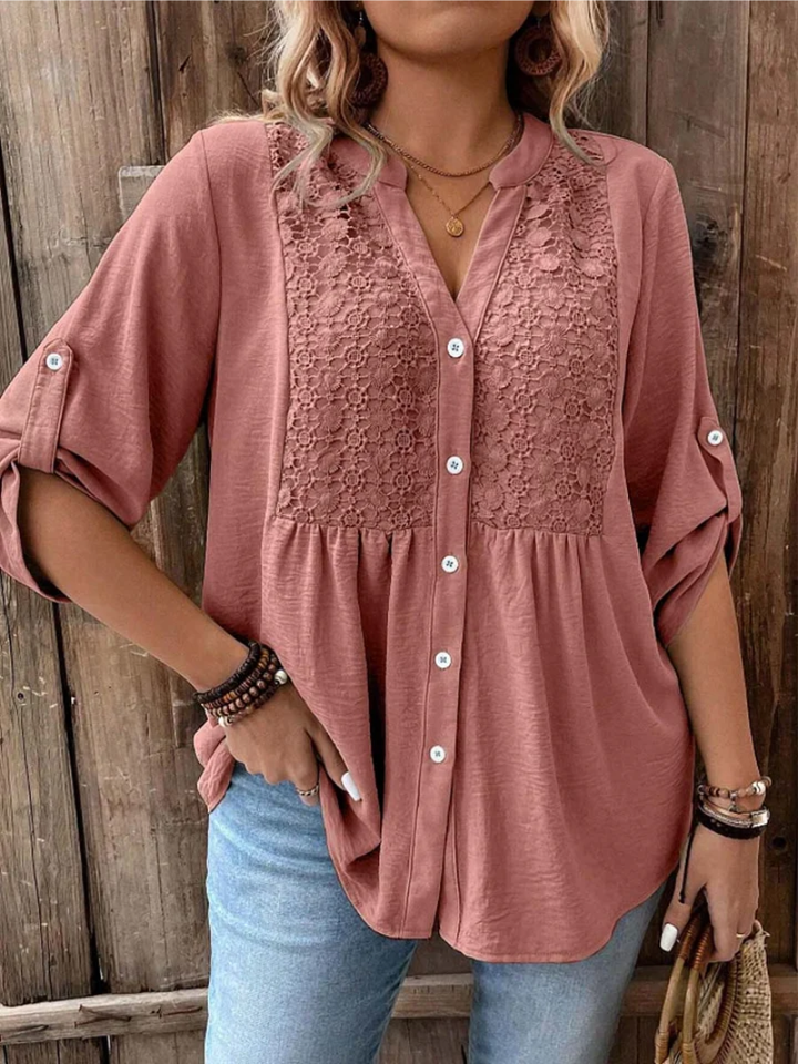 Manon – Blouse with V-neck and Buttons