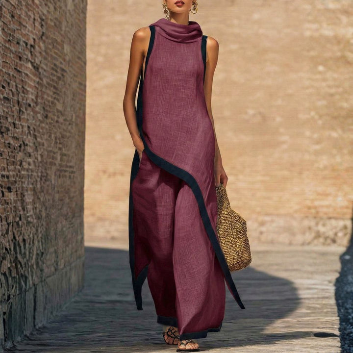 JOVANNE Elegant Linen Set - Bordeaux