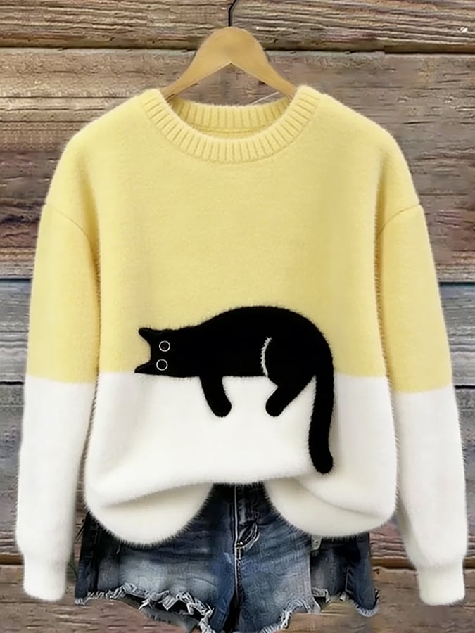 Aileen | Cat Print Oversized Sweater