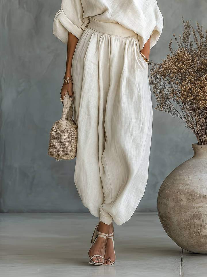 Sofia - Linen Off-Shoulder Set