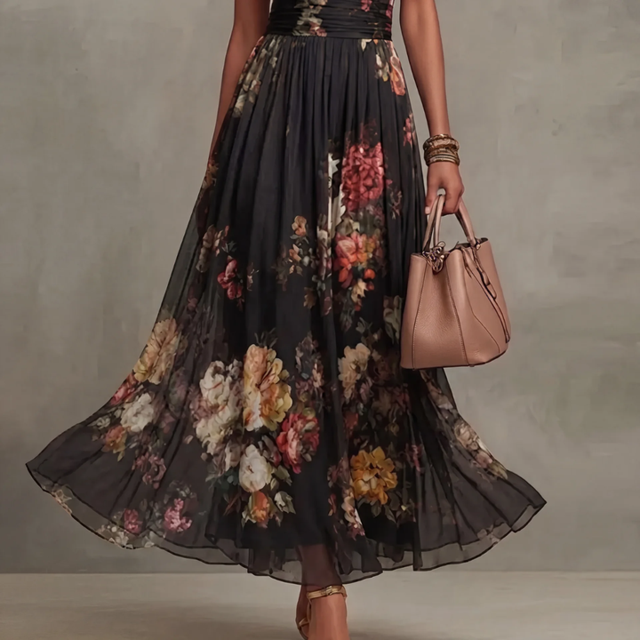 Sylvie - Vintage Floral Halter Maxi Dress