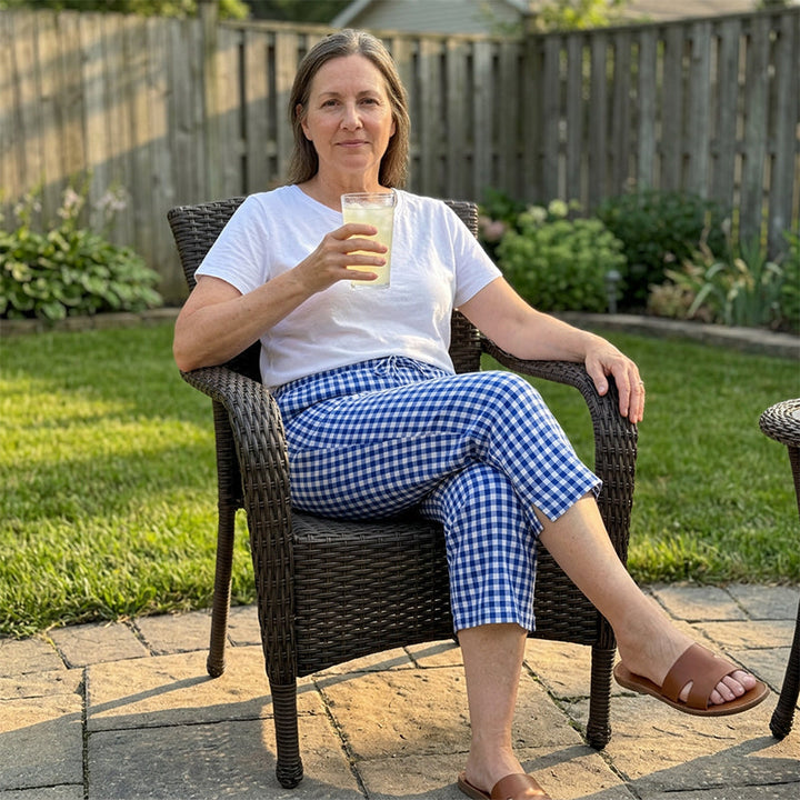 Novirae - Women's Vichy Check Capri Pants with Relaxed Fit