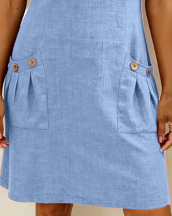 Susan | Cotton Linen Dress with Half-Zip