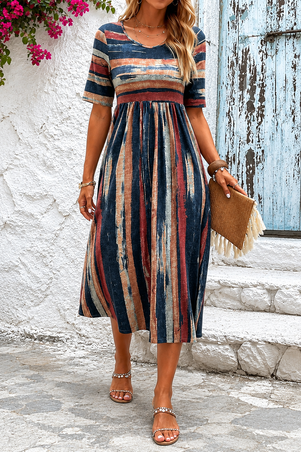 Marloes Striped Midi Dress - Detail