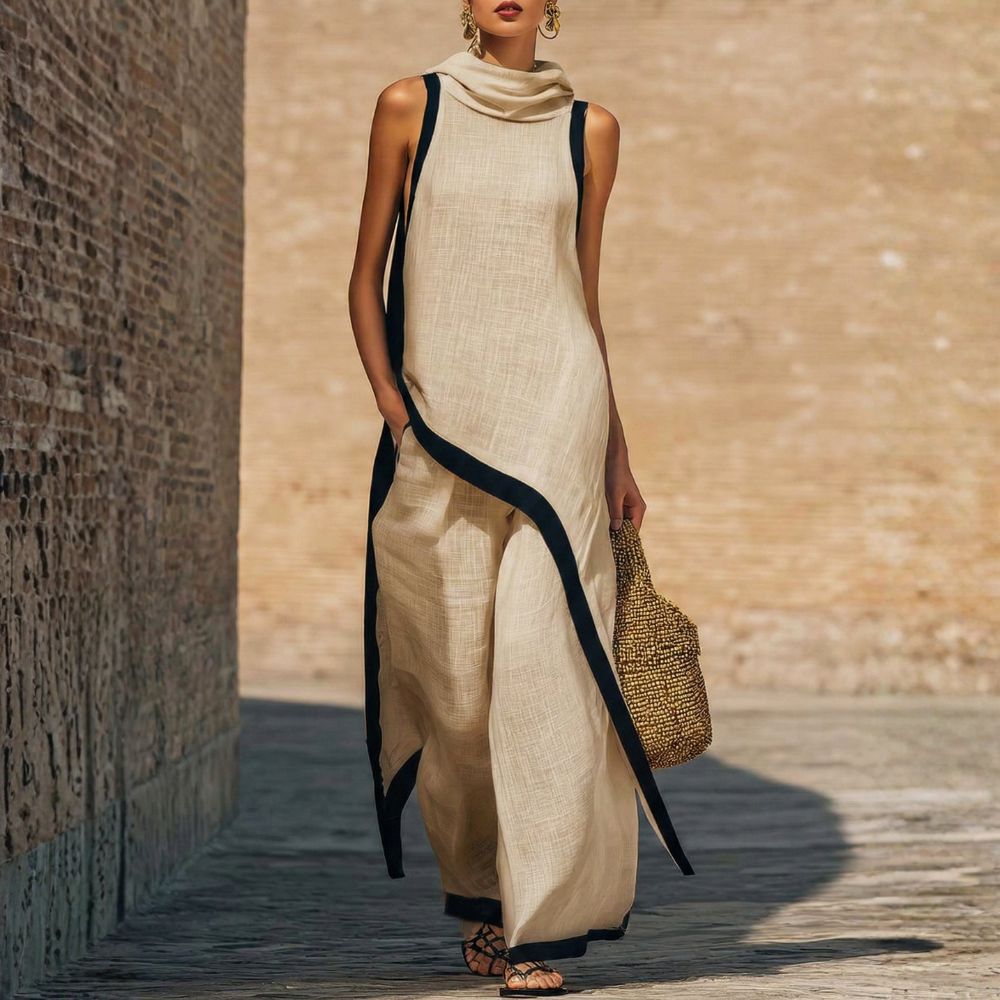 JOVANNE Elegant Linen Set - Khaki