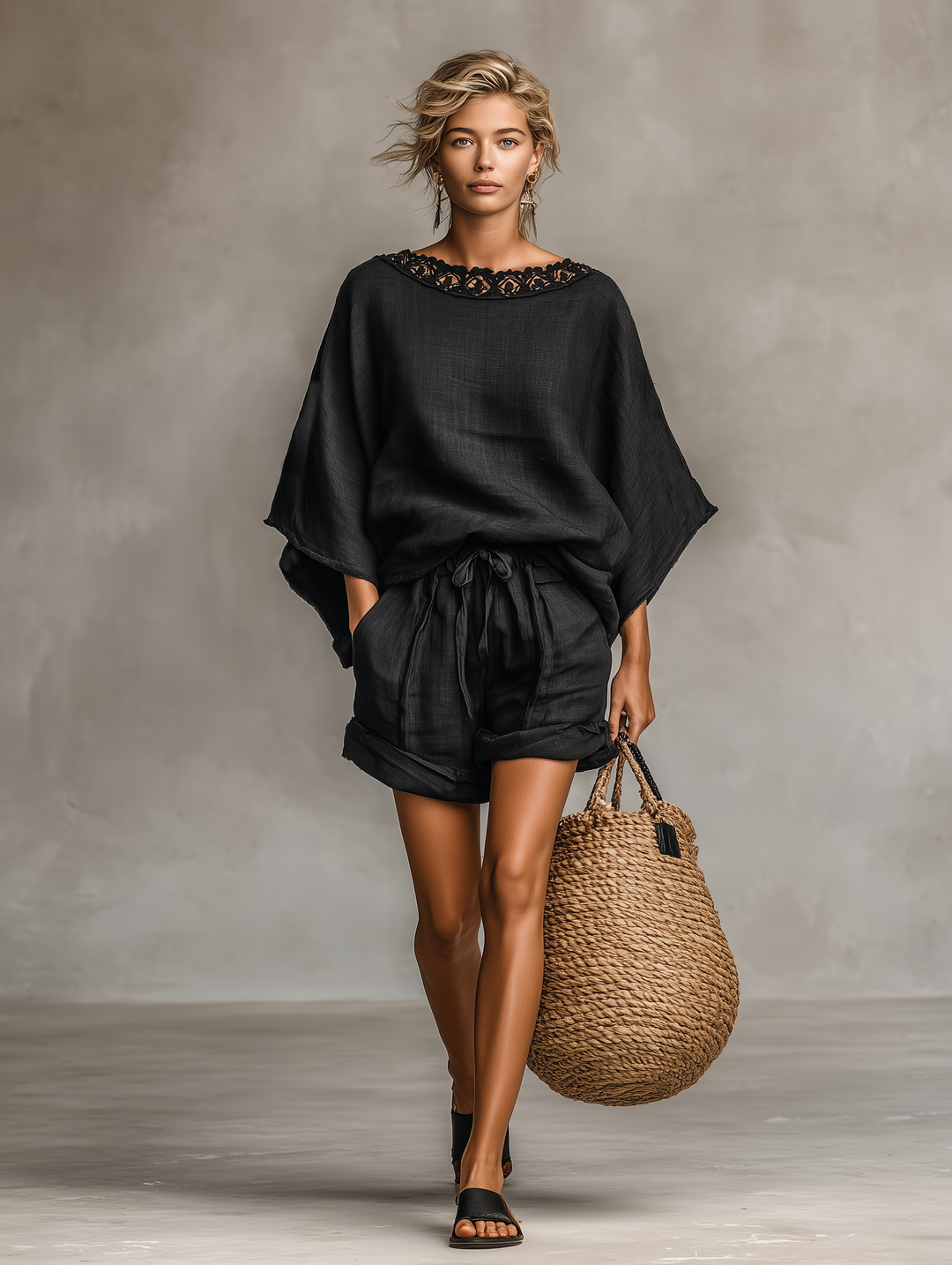 Ludovica - Minimalist Linen Short Set