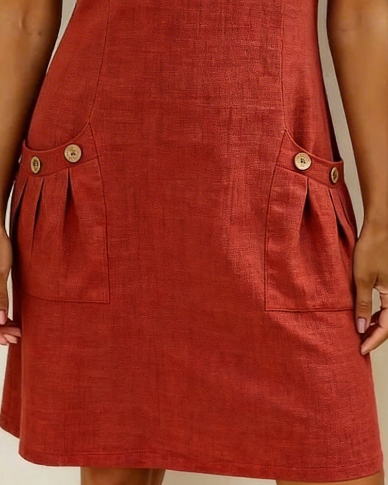 Susan | Cotton Linen Dress with Half-Zip