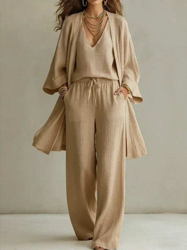 Isabelle | Casual 3-Piece Linen Loungewear Set
