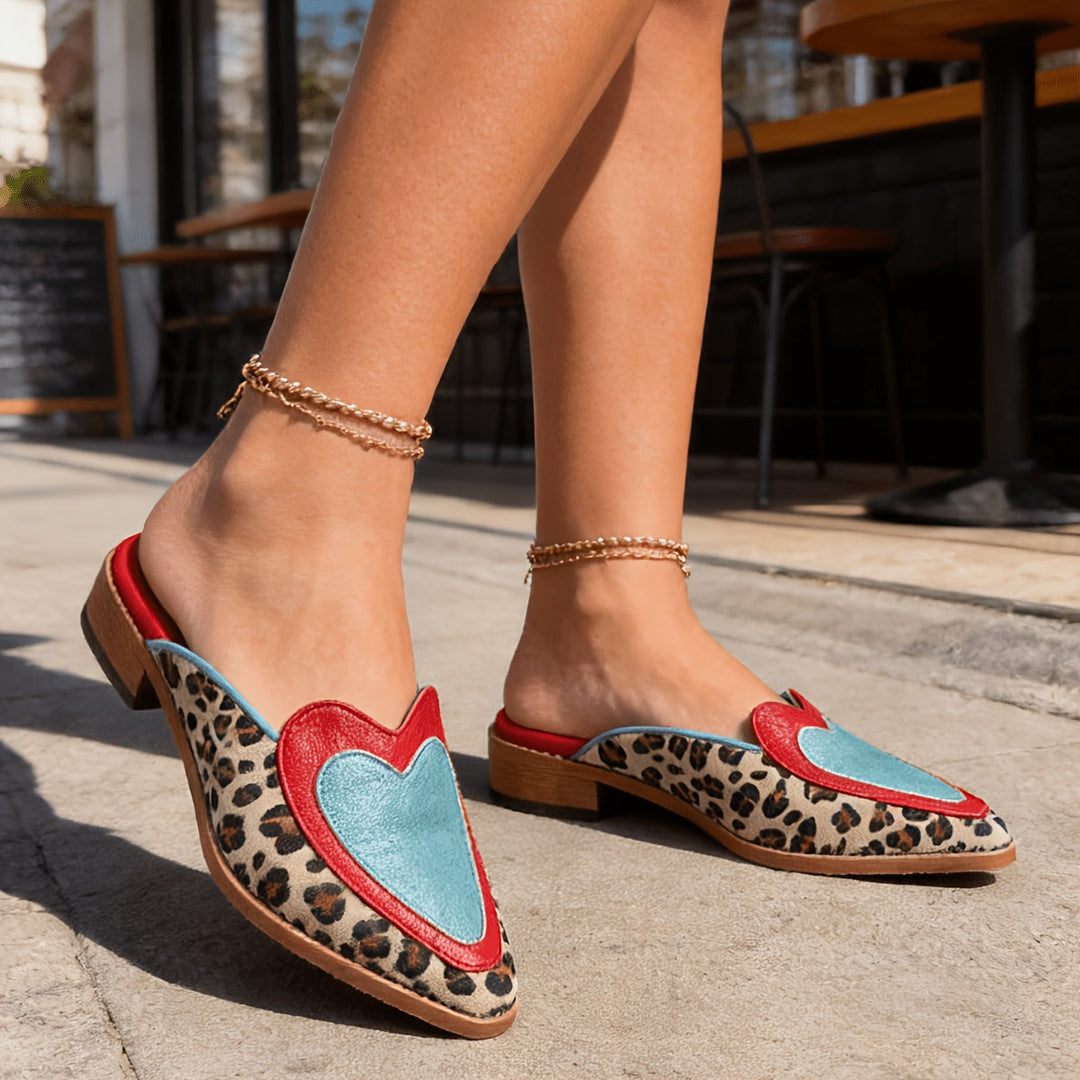 Perlia | Backless Mules with Leopard Print