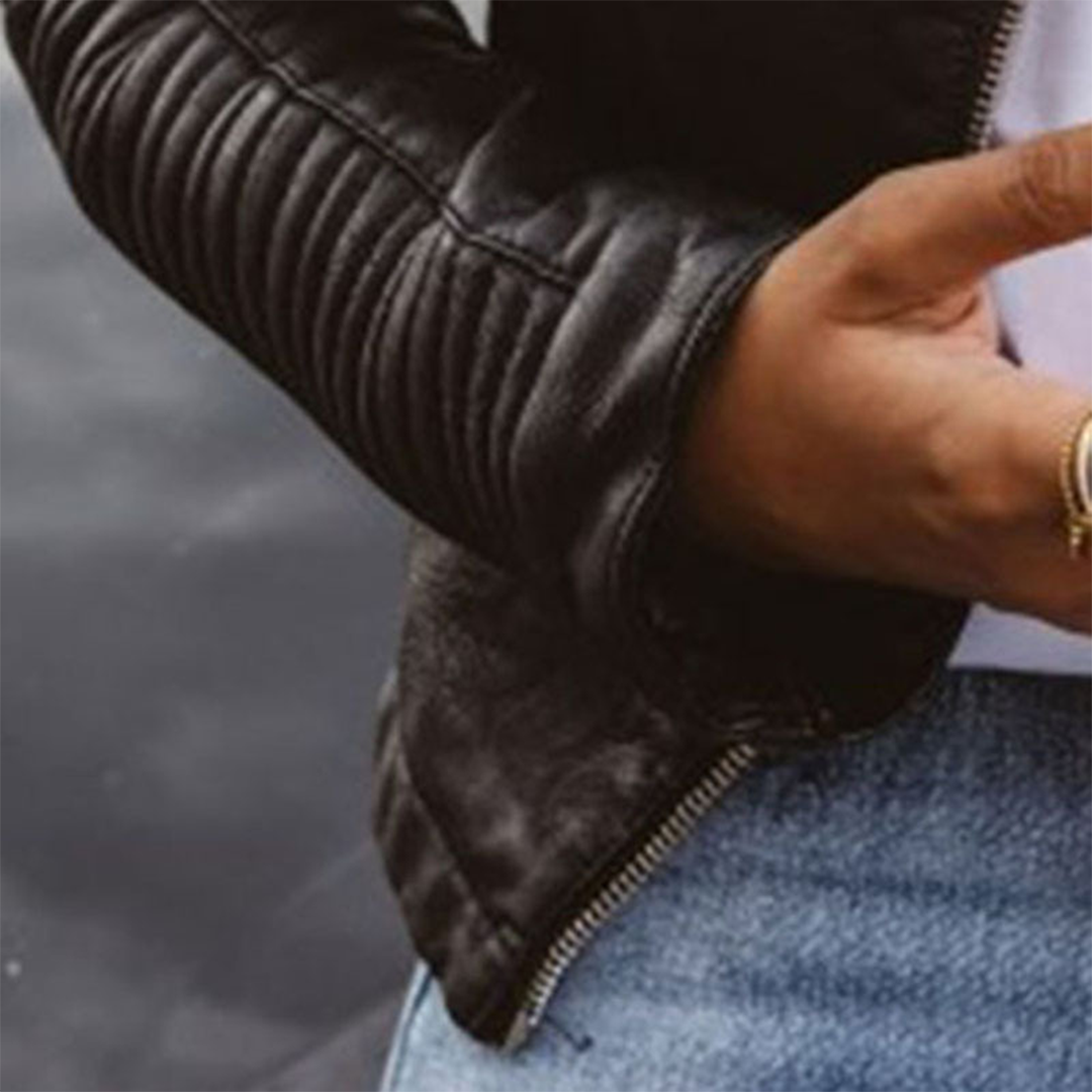 Kiki | Timeless Structured Zip-Up Vegan Leather Jacket