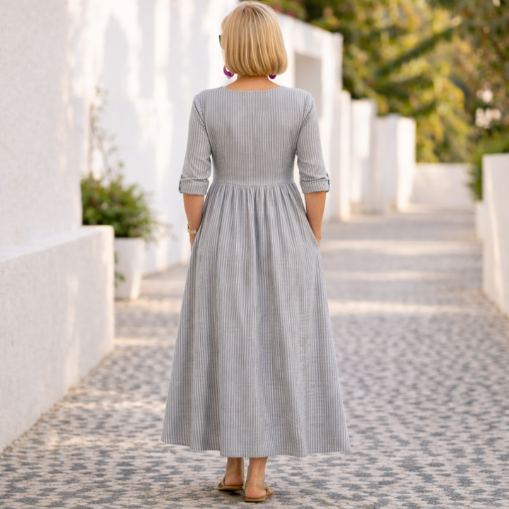 Patricia | Midi Dress – Gentle Stripes