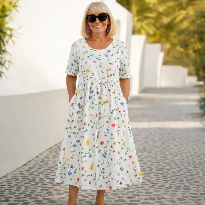 Carol | Floral Midi Dress - Easy Elegance