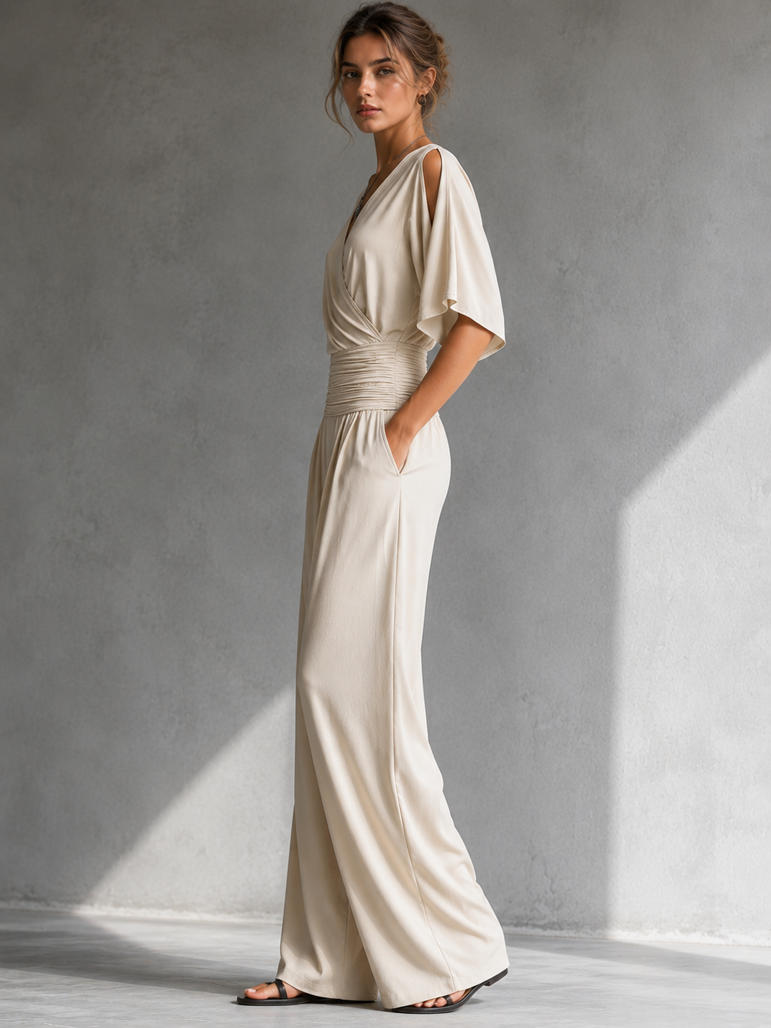 Aline | Elegant Wrap-Effect Jumpsuit with Wide Legs