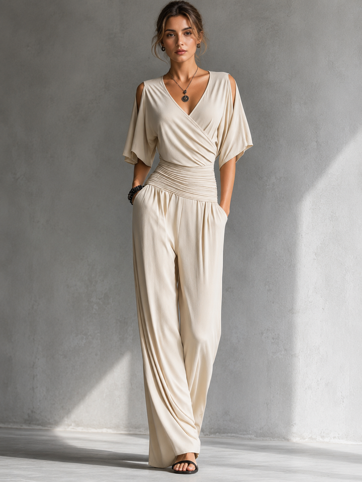 Aline | Elegant Wrap-Effect Jumpsuit with Wide Legs