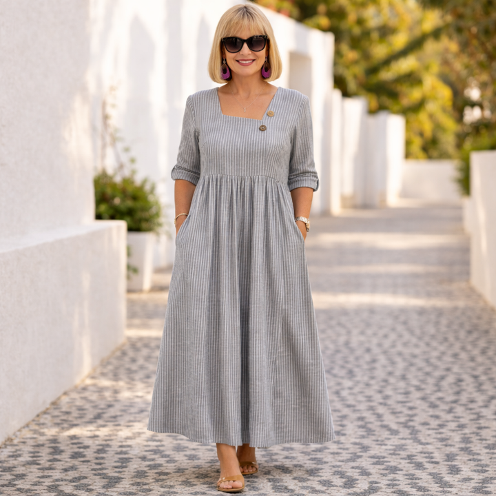 Patricia | Midi Dress – Gentle Stripes