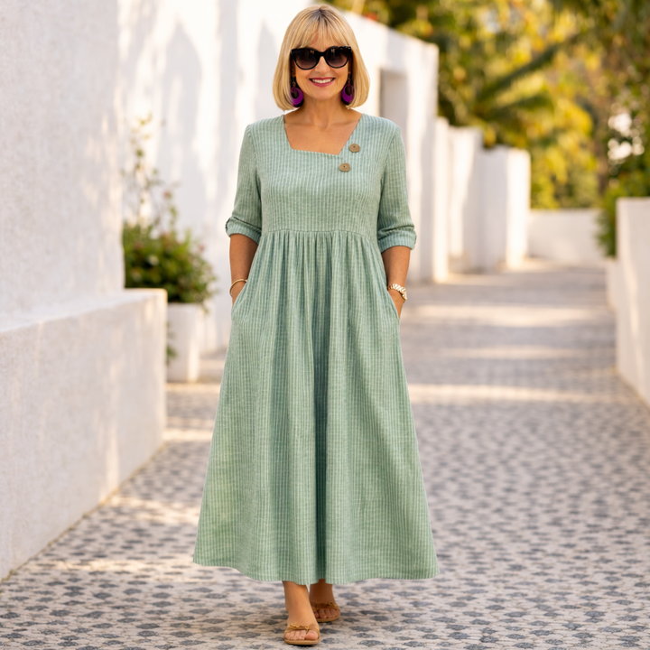 Patricia | Midi Dress – Gentle Stripes