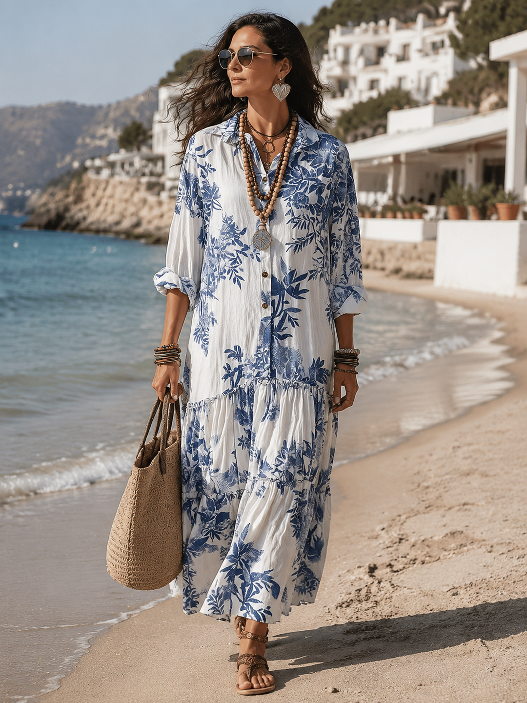 Dahlia Bohemian Blue Floral Maxi Dress - lifestyle