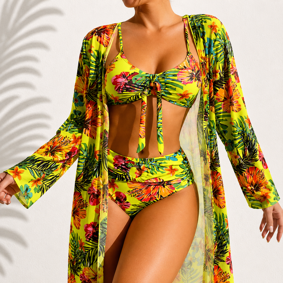 Marie | Elegant Tropical Marie 3-Piece Bikini