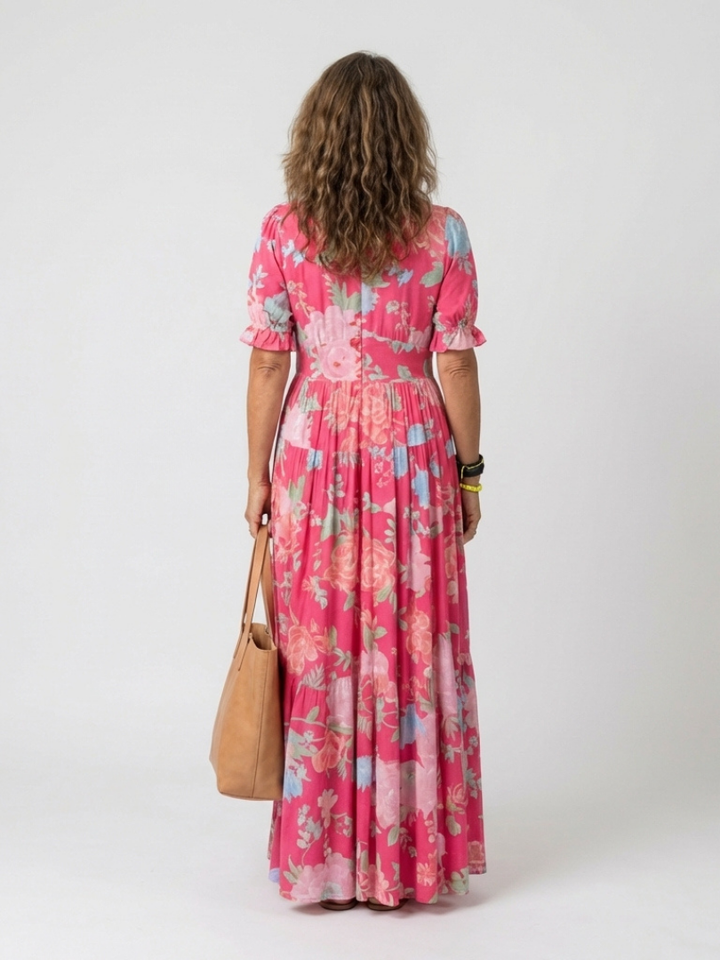 Ione | Sleeveless Floral Midi Dress with V-Neck