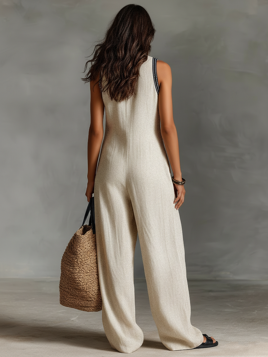 Giada - Elegant Embroidered Linen Jumpsuit