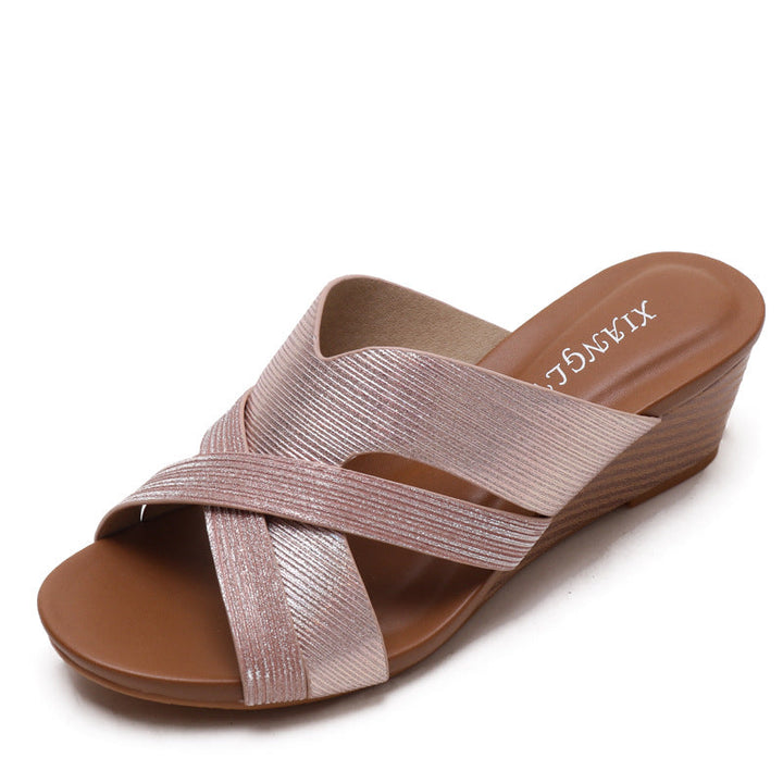 Wedge Heel Stylish Sponge Casual Slip-on Sandals