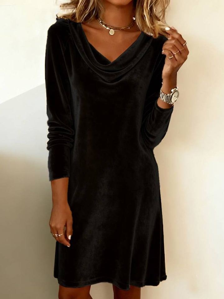 Elara | Elegant Velvet Dress with Draped Neckline