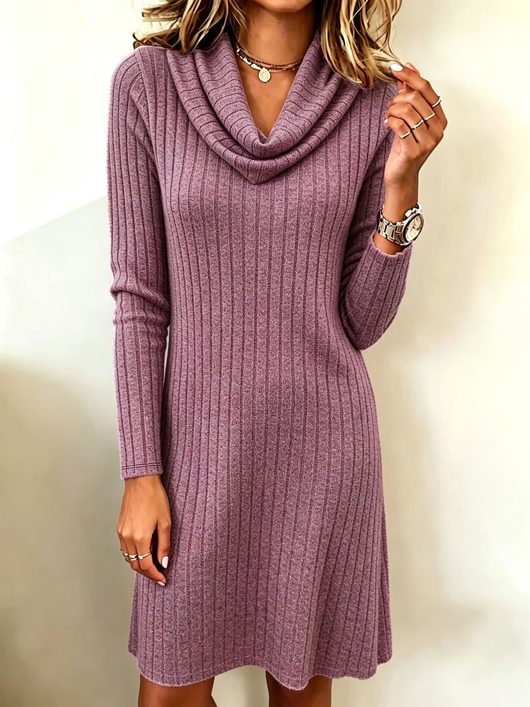 Mabel | Elegant Cowl Neck Sweater Dress