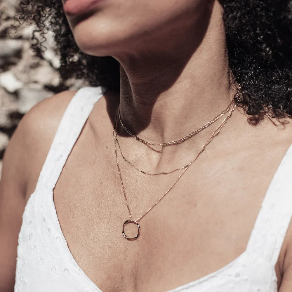 Open Circle Three Row Necklace