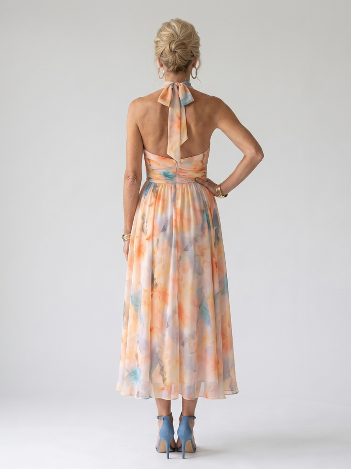 Elin - Soft Floral Halter Midi Dress
