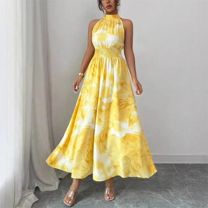 Joanne - Sleeveless Halter Printed Summer Dress