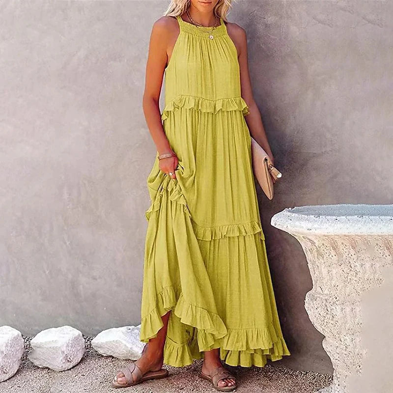 Susan - Ruffle Sleeveless Maxi Dress