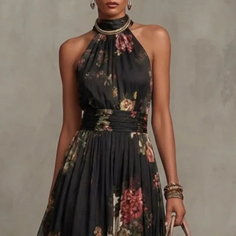 Sylvie - French Vintage Floral Halter Dress