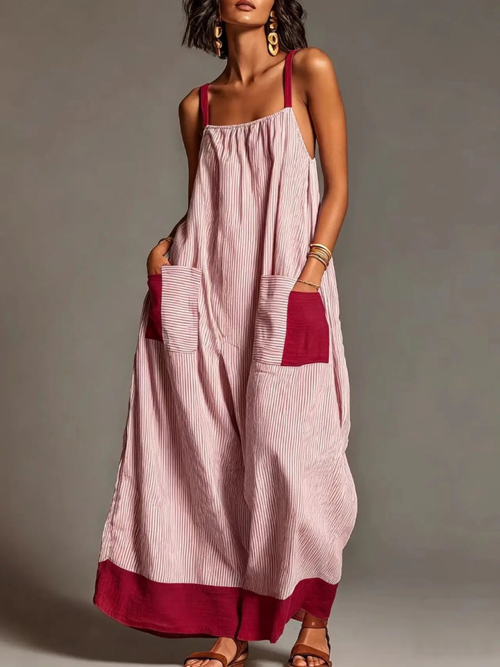 Donna - Striped Suspender Dress