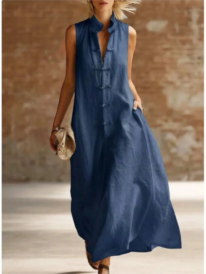 Karen - Frog Button Long Dress