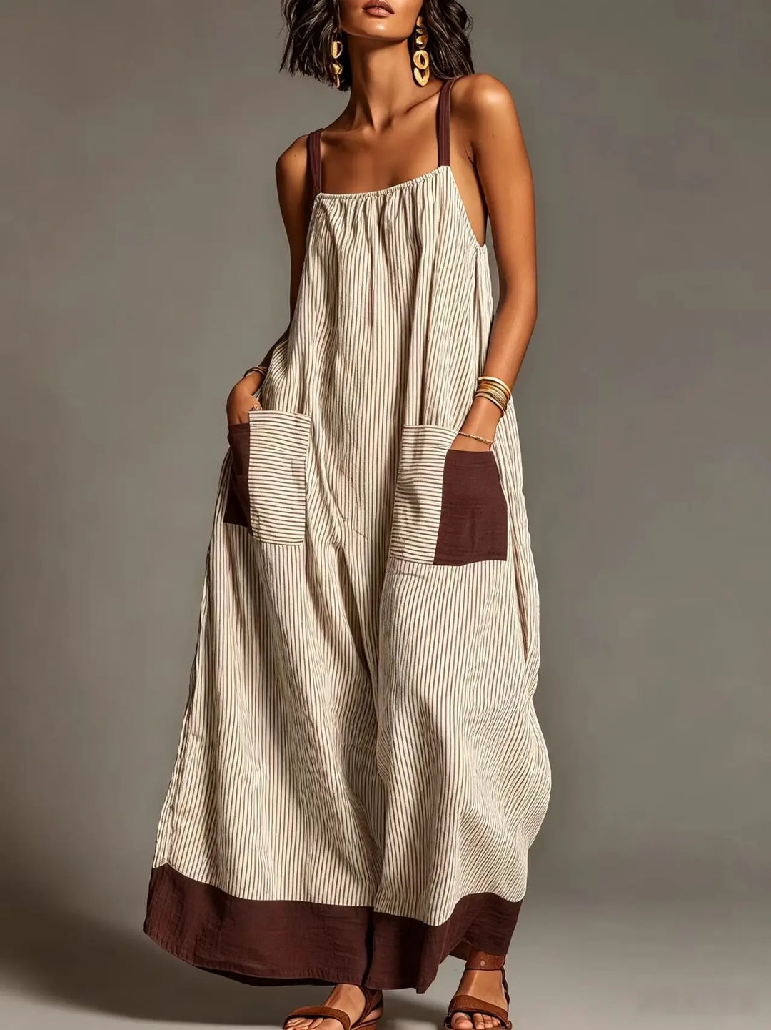 Donna - Striped Suspender Dress