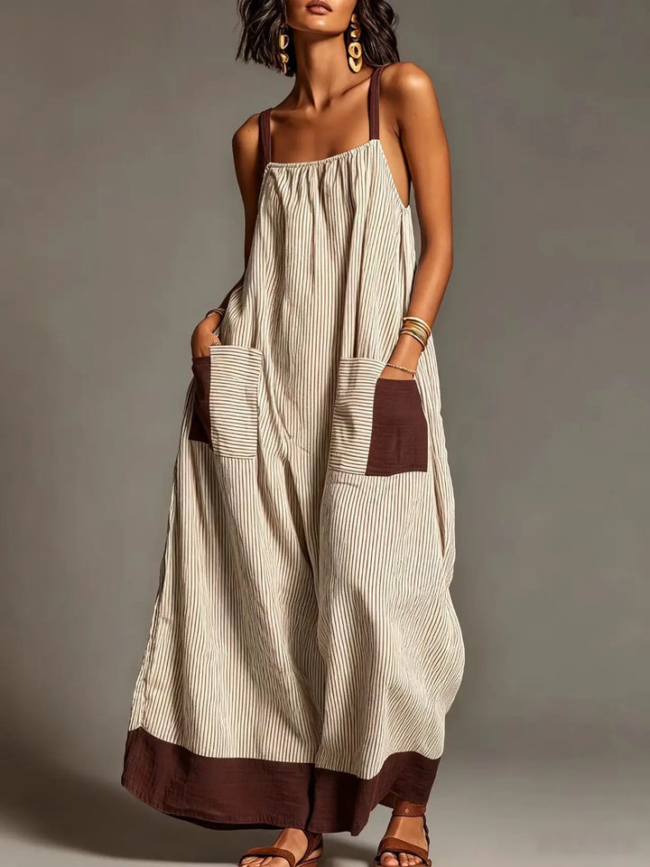 Donna - Striped Suspender Dress