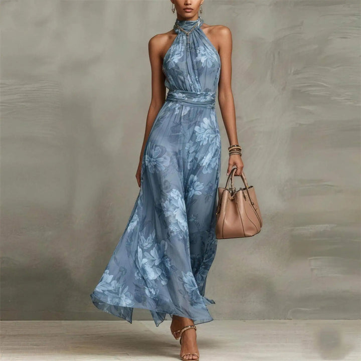Lila -  Elegant Floral Maxi Halter Dress