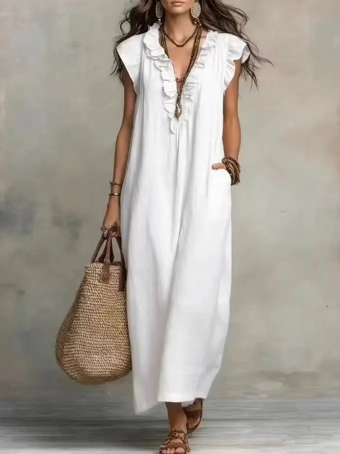 Laura - Boho Ruffle Maxi Dress