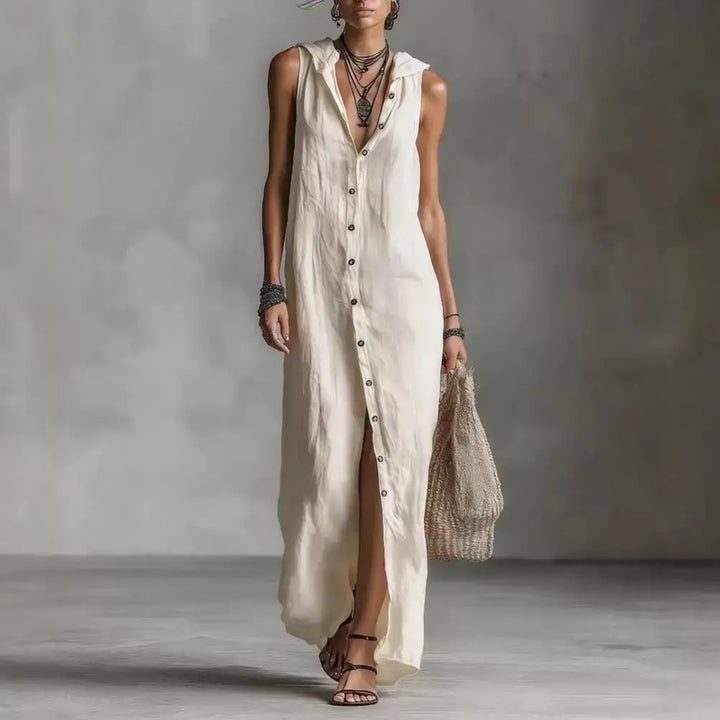 Michelle - Hooded Shirt Maxi Dress