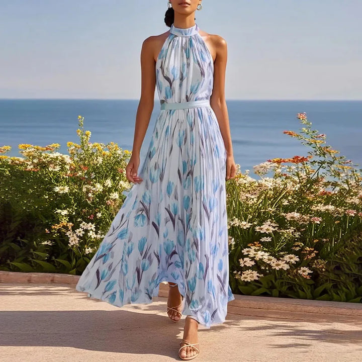 Colette - Spring Floral Halter Swing Maxi Dress