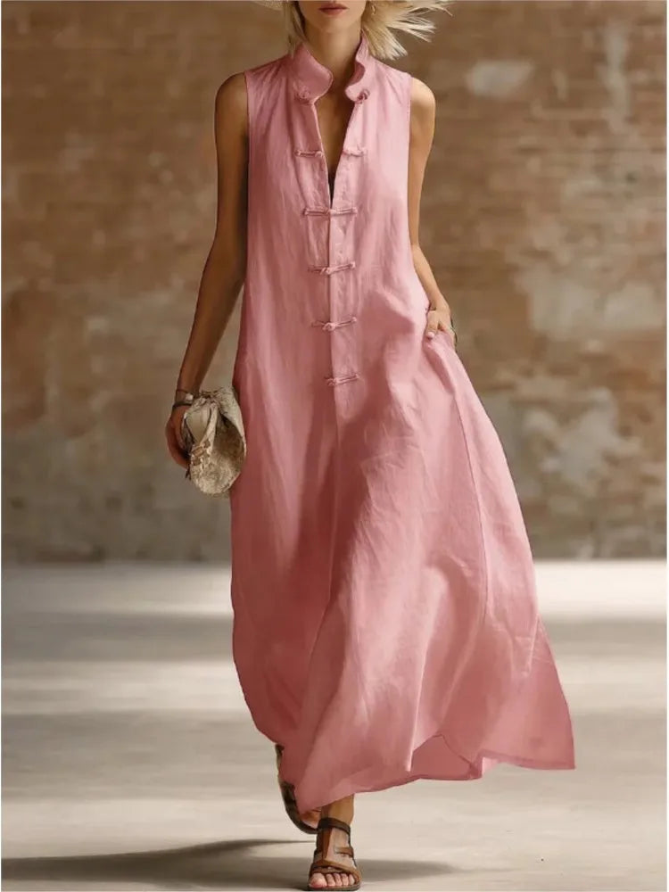 Karen - Frog Button Long Dress