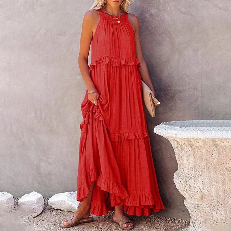Susan - Ruffle Sleeveless Maxi Dress
