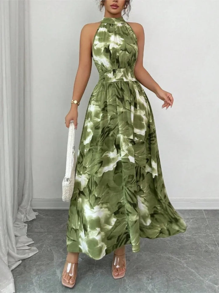 Pauline - Off-Shoulder Halter Slim Printed Dress